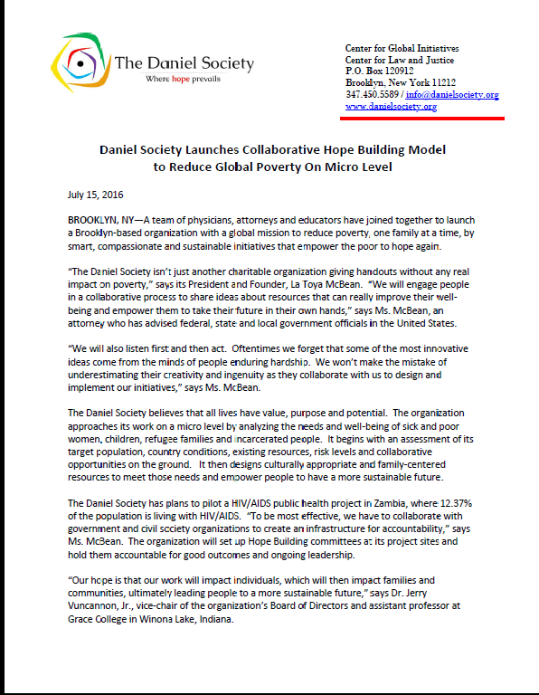 The Daniel Society Launch